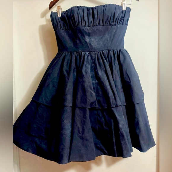 Betsey Johnson whimsigoth evening Sz 6 Black Strapless Ruffled Cocktail Dress - Picture 8 of 12